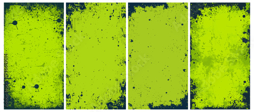Vibrant lime green and deep blue abstract geometric design