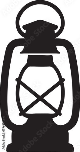 Vintage Kerosene Oil Lamp Silhouette for Illumination and Rustic Ambiance