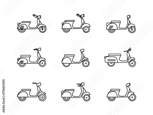 Scooter Share Line Art Electric Transport