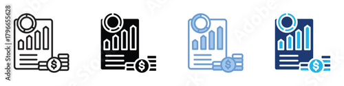 Financial icon set multiple style collection