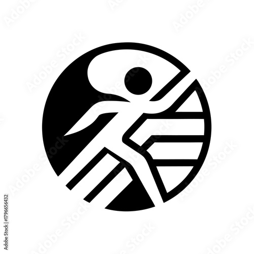 A simple line icon of a running person representing consistency, energy, and willpower.