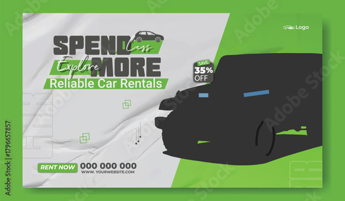 Car Rental Social Media and Flyer Template Bundle.
Reliable Car Rentals Promotion Design Set (Cover, Post, Flyer).
Modern Vehicle Rental Advertising Templates with 35% Off Offer.
"Spend Less Explore.