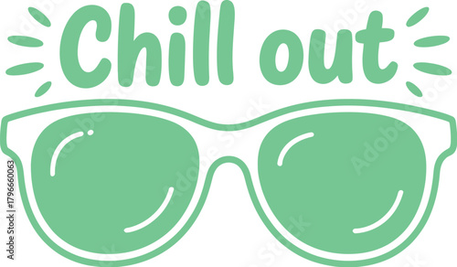 "Chill Out" Summer Quote Typography with Retro Pink Sunglasses Vector Illustration