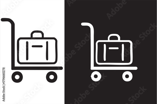 Duotone airport baggage cart icon for travel apps and aviation interfaces