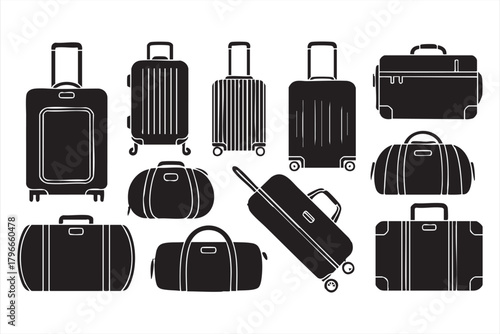 Travel luggage and suitcase illustration set for tourism and packing visuals