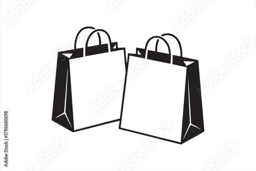 Clean black and white retail bag illustration for store marketing