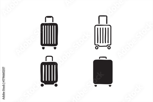 Clean black and white travel suitcase graphics for airline materials