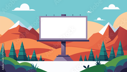 Stunning digital billboard displays vibrant mountain landscape, perfect for outdoor advertising and impactful brand messaging.