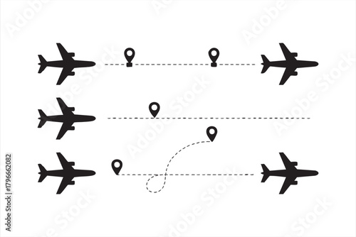 Simple dashed flight line illustration for travel dashboards and UI