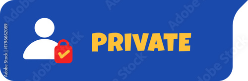 Secure personal data with this private account lock symbol and 'PRIVATE' text, assuring user privacy and data protection in a clear, bold design