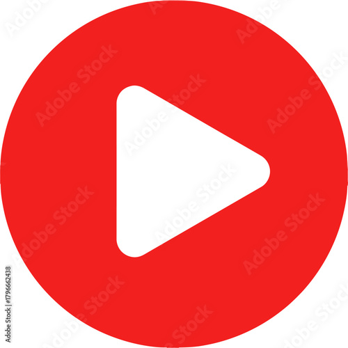 Dynamic red play button icon symbolizing start, action, and media playback, perfect for digital content and broadcasting needs.