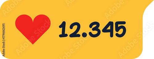 Stunning red heart icon with a large follower count of 12,345 signifying social media engagement and viral popularity