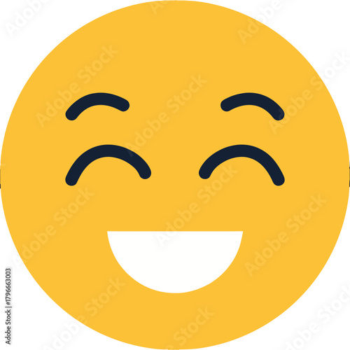 Joyful smiley face radiating pure happiness, perfect for conveying delight, celebration, and positive emotions in any communication project seeking vibrant engagement.