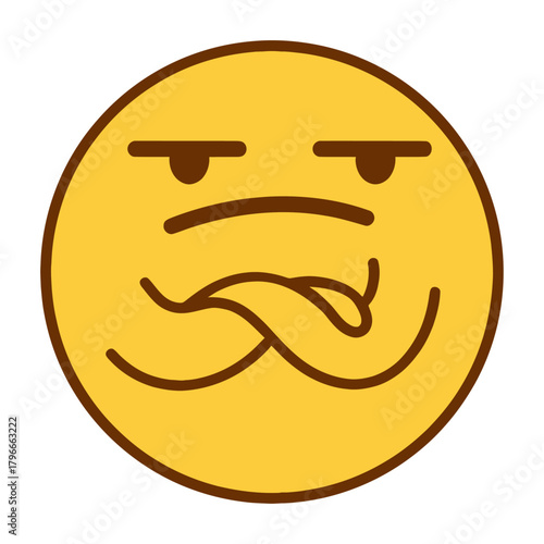 Slyly smirking emoji with tongue out and mischievous eyes conveying playful, cunning, or flirtatious intent for social media and communication