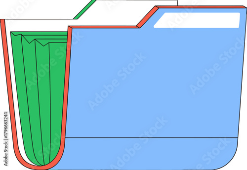 Organize your important documents and keep your workspace tidy with this vibrant, modern file folder illustration, perfect for business and administrative projects