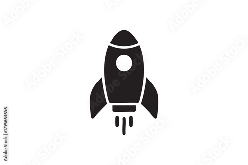 Black and white rocket graphic representing startup growth and momentum