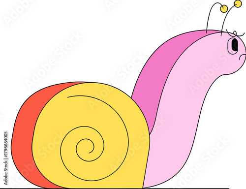Design cartoon snail pink snail yellow snail snail illustration snail shell snail art snail drawing cute snail verctor art illustration png