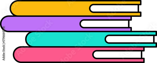 Design stack of books education knowledge reading literature study learning school library bookworm book covers colorful verctor art illustration png