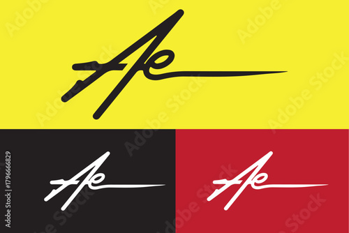 PrintHandwritten Ae Monogram Logo Design in