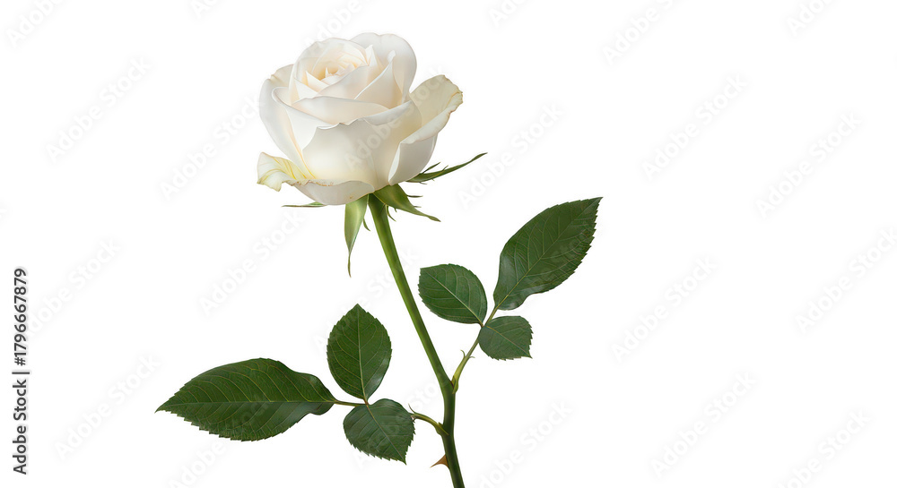 Naklejka premium Elegant White Rose Bloom Isolated On Black Background