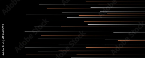 White orange lines techno abstract background on dark space with motion effect decoration. High speed with stripes style. Modern graphic design element concept for web, flyer, card, or brochure cover