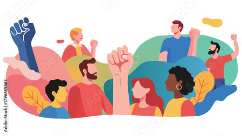 international human rights day with people from different races illustration 