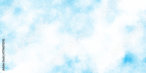 soft and cloudy white clouds on natural sky, Abstract light blue watercolor background with soft pastel clouds and white center delicate and ethereal composition evokes a sense of calm.	