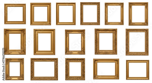Golden Ornate Picture Frames Collection On Black