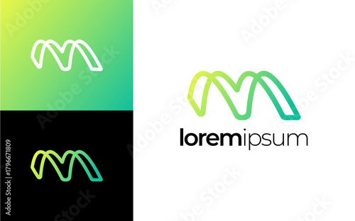 Logo design. Initial "M". Innovative technology logo template with modern style lettering.