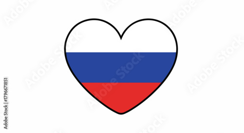 A heart-shaped illustration of the Russian flag, with white, blue, and red horizontal stripes, on a plain white background. Free Download A heart-shaped illustration of the Russian flag, with white, blue, and red horizontal stripes, on a plain white background. - GFXLoad