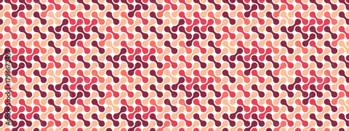 Metaballs seamless pattern. Metaball colorful shapes on white background pattern. Connected liquid molecule figures flat vector illustration. Geometric wallpaper.