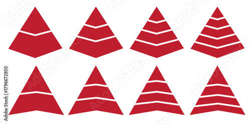 Pyramid infographic set. Colorful vector triangle diagram, triangular pyramid infographics, designed for business presentations, charts, educational materials. pyramid diagrams with ascending levels
