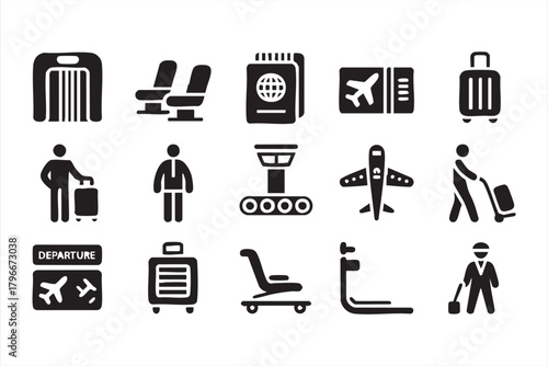 Passenger and luggage icon pack