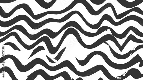 Black and white wavy abstract pattern with rough edges background