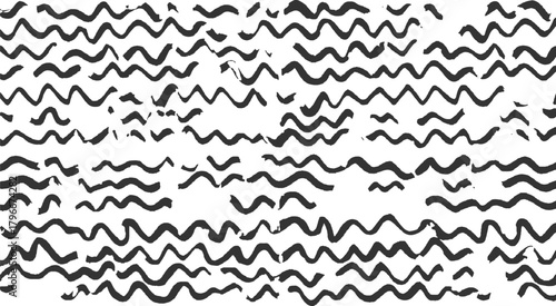 Black wavy brush strokes on white background abstract pattern vector 4