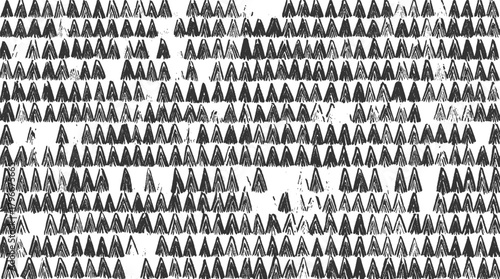 Tableau sur toile Black abstract triangle pattern on white background hand drawn texture vector