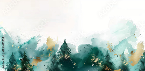 Vector image of beautiful watercolor painting of a winter landscape. Gentle waves of glistening snow, a sense of tranquility and peace. For use in a variety of projects, including holiday cards