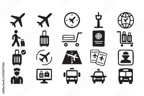 Travel and airport vector pack for global navigation, airline systems, and tourism design