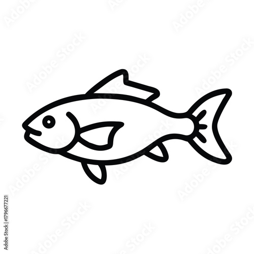 Fish outline icon vector graphic simple minimalist line art illustration for design projects and web applications