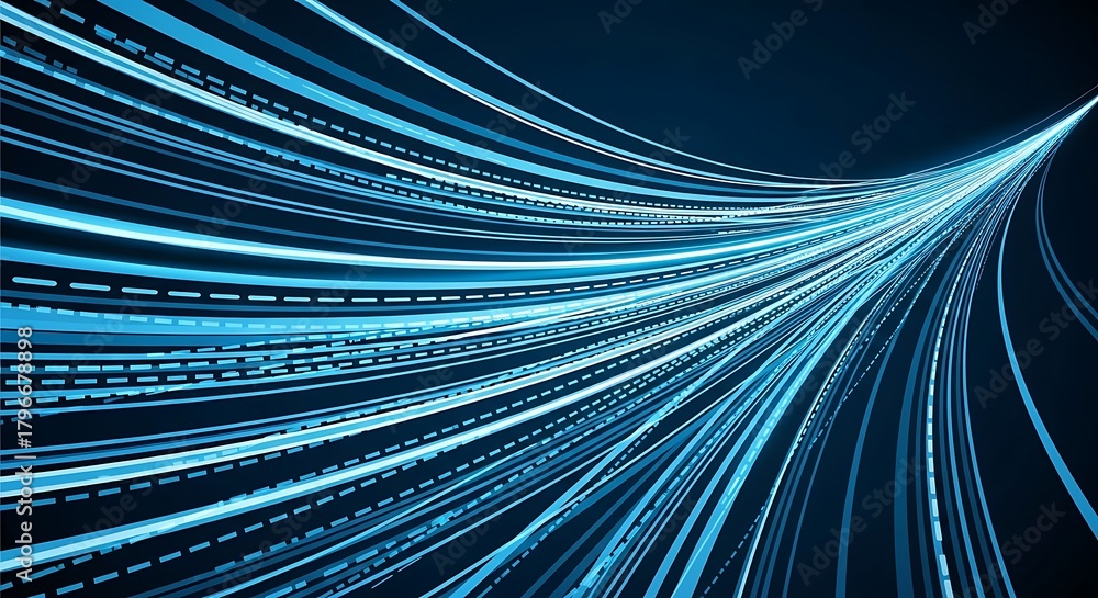 Fototapeta premium Abstract flowing lines in shades of blue representing digital technology