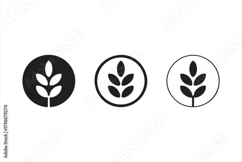 Circular wheat icon pack for organic branding, natural product labels, and eco packaging