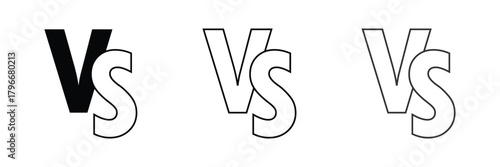 White and black versus vs icon, black and white  versus letter, black and white vs icon. EPS 10 .