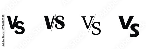 White and black versus vs icon, black and white  versus letter, black and white vs icon. EPS 10 .