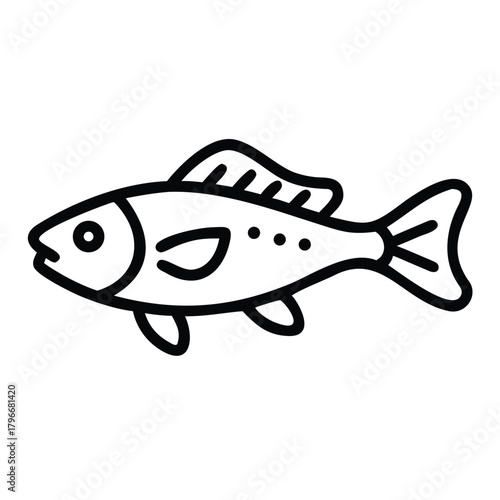 Stylized fish icon representing aquatic life and seafood, perfect for web design, app interfaces, and educational materials