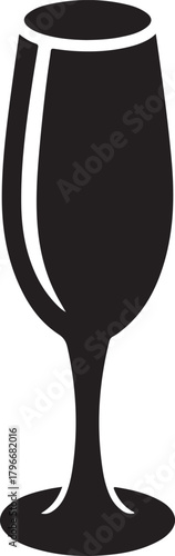 Black vector silhouette of a champagne flute lying horizontally, ideal for conveying elegance and celebratory moments.