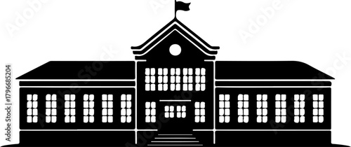 school building silhouette vector illustration