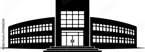 school building silhouette vector illustration