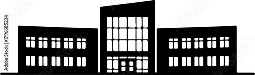 school building silhouette vector illustration