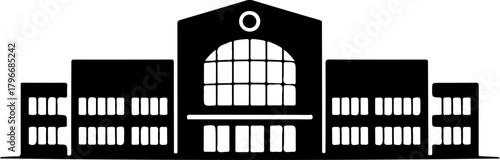 school building silhouette vector illustration