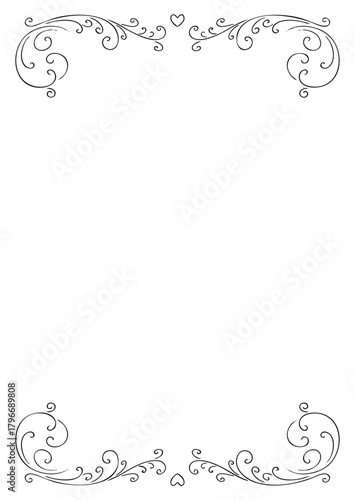 ヴィンテージ風のシンプルなハートフレーム　モノクロ